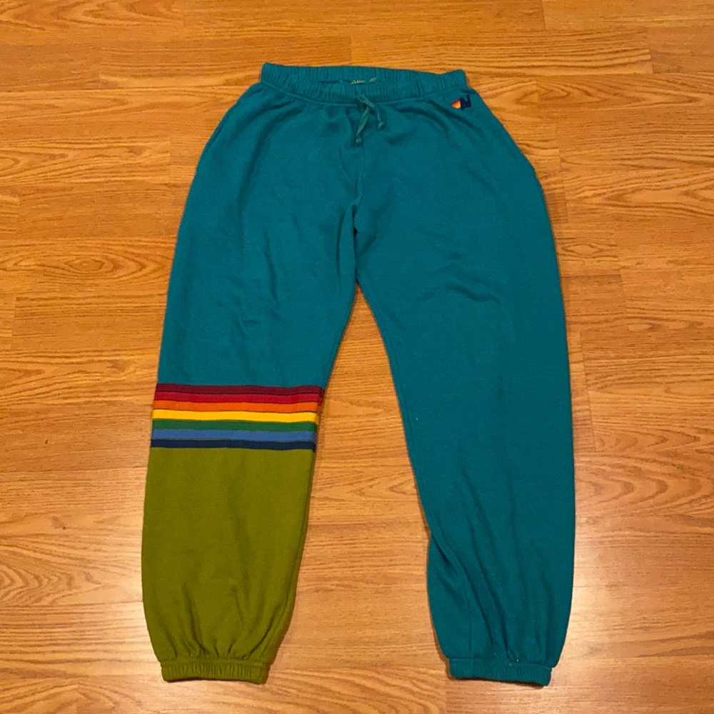 Men’s rainbow stitch cobalt pants